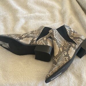 Paolo Snakeskin Pattern Ankle Boots